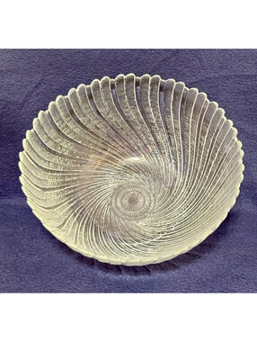 Vintage Large Arcoroc Seabreeze Swirl Textured Glass Serving Bowl 10"
